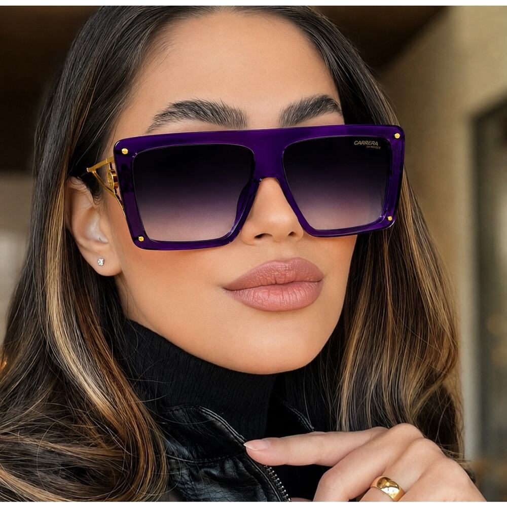 Carrera CA UNICA/SE Purple Square Sunglasses Gradient Grey Lenses